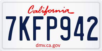 CA license plate 7KFP942