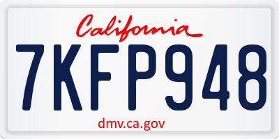CA license plate 7KFP948