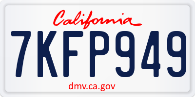 CA license plate 7KFP949