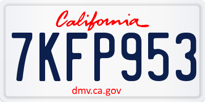 CA license plate 7KFP953