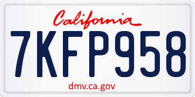 CA license plate 7KFP958