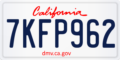 CA license plate 7KFP962