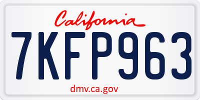 CA license plate 7KFP963