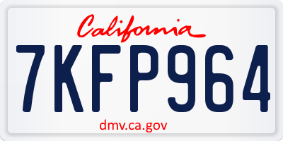 CA license plate 7KFP964