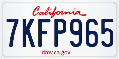 CA license plate 7KFP965