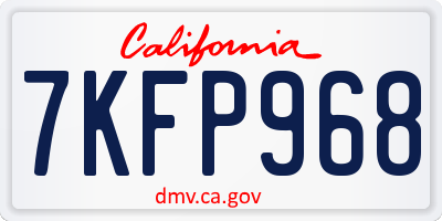 CA license plate 7KFP968