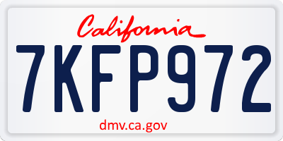 CA license plate 7KFP972