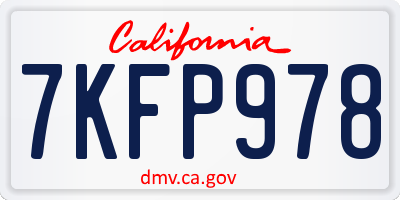 CA license plate 7KFP978
