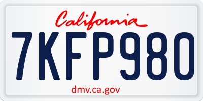 CA license plate 7KFP980