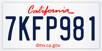 CA license plate 7KFP981