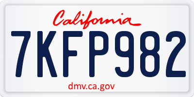 CA license plate 7KFP982