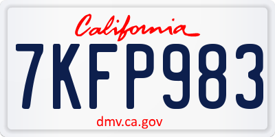 CA license plate 7KFP983