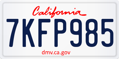 CA license plate 7KFP985
