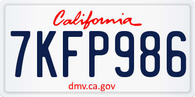 CA license plate 7KFP986