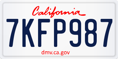 CA license plate 7KFP987