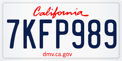 CA license plate 7KFP989