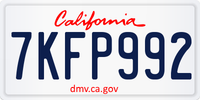 CA license plate 7KFP992