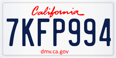 CA license plate 7KFP994
