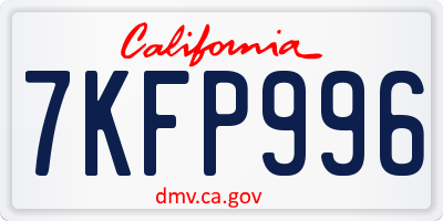 CA license plate 7KFP996