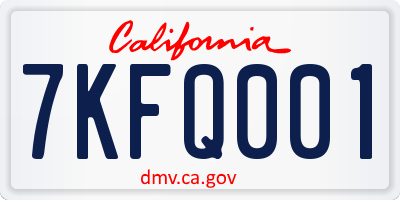 CA license plate 7KFQ001