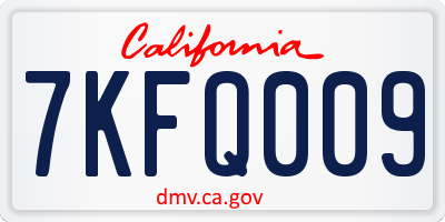 CA license plate 7KFQ009