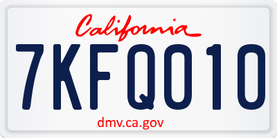 CA license plate 7KFQ010
