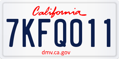 CA license plate 7KFQ011