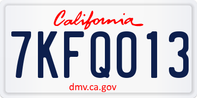 CA license plate 7KFQ013