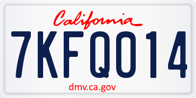 CA license plate 7KFQ014