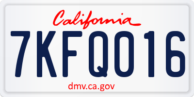 CA license plate 7KFQ016