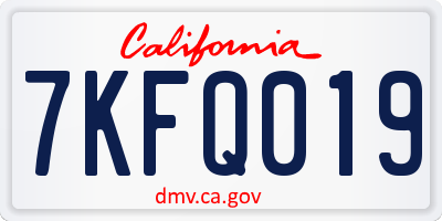 CA license plate 7KFQ019