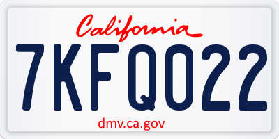 CA license plate 7KFQ022