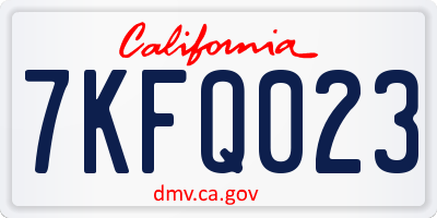 CA license plate 7KFQ023