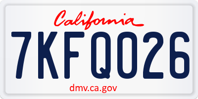 CA license plate 7KFQ026