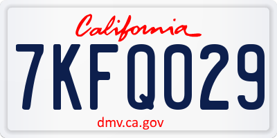 CA license plate 7KFQ029