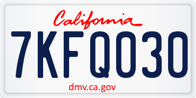 CA license plate 7KFQ030