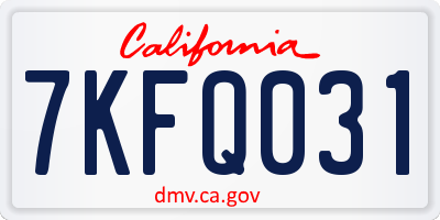 CA license plate 7KFQ031
