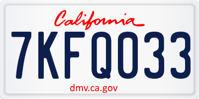 CA license plate 7KFQ033