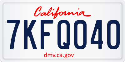 CA license plate 7KFQ040