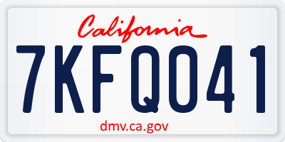 CA license plate 7KFQ041