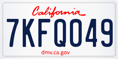 CA license plate 7KFQ049