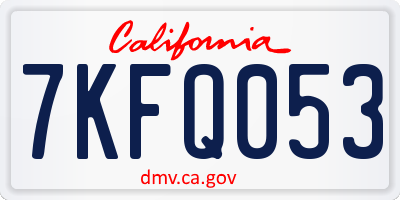 CA license plate 7KFQ053