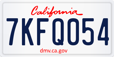 CA license plate 7KFQ054