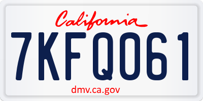 CA license plate 7KFQ061