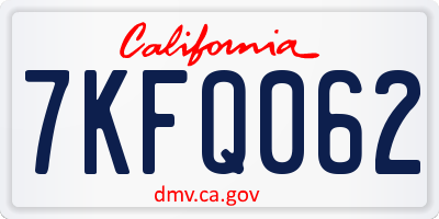 CA license plate 7KFQ062