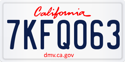 CA license plate 7KFQ063