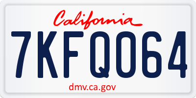 CA license plate 7KFQ064
