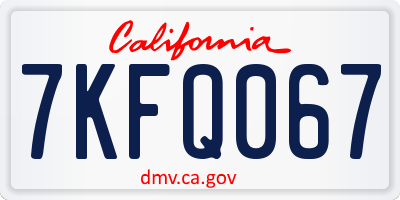 CA license plate 7KFQ067