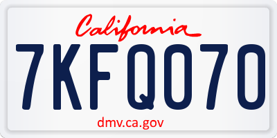 CA license plate 7KFQ070