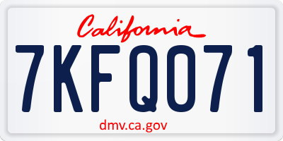 CA license plate 7KFQ071
